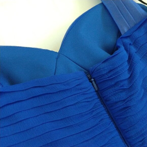 Tadashi Shoji Collection Cocktail Dress Size 8 NWT Royal Blue Shutter Pleat - Picture 14 of 15